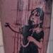 Tattoos - Banksy Girl with Umbrella Shin Tattoo - 59424
